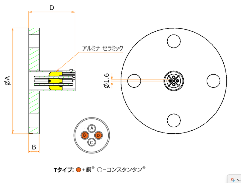 T熱電対 BURNDY 2対 VF50 フランジ ガイドなし admin.label.item.size_image