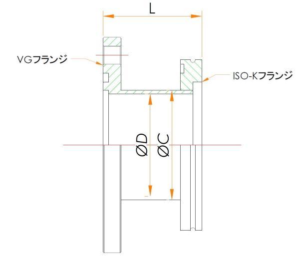 ISO-K63／VG25変換ニップル 寸法画像