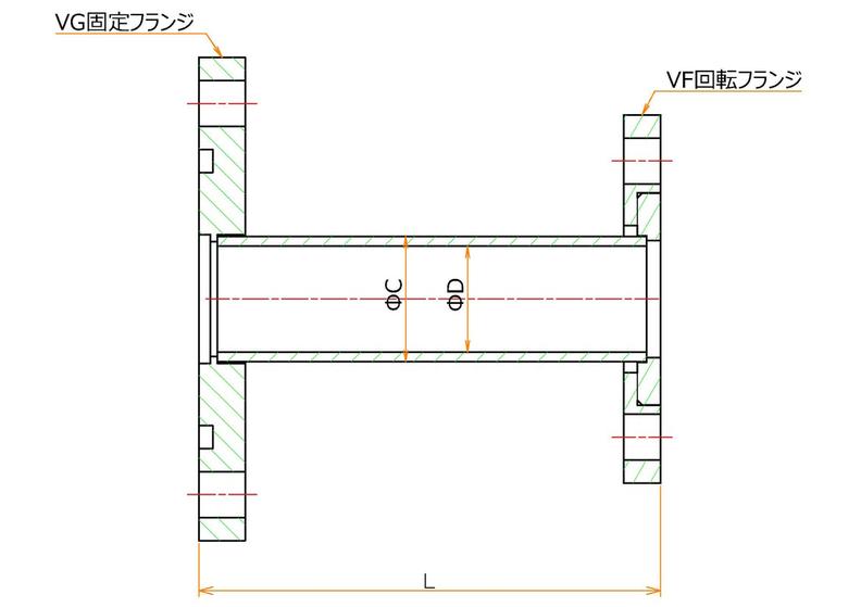 VG65/VF100 変換ニップル VF側回転 寸法画像