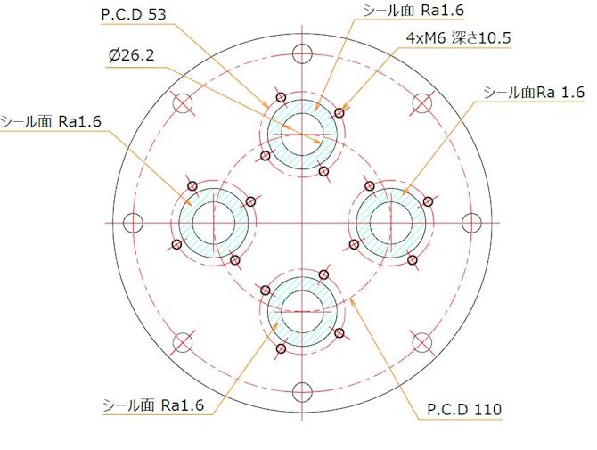 VF150 クラスターフランジ NW25X4 admin.label.item.size_image