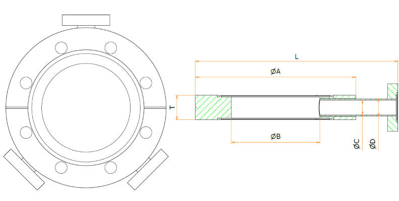 ICF114 ラジアルポートフランジ ICF34X3 寸法画像