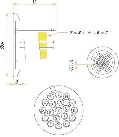多ピン BURNDY 高電流 19 PIN NW/KF40 フランジ ガイド付き セット(耐熱温度250℃) admin.label.item.size_image