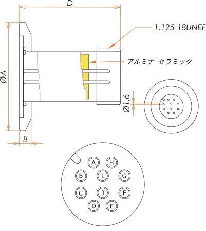 多ピン MS 10 PIN NW/KF40 フランジ ガイド付き admin.label.item.size_image