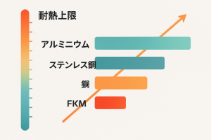 真空ベークに使われる代表材料の耐熱上限と温度勾配